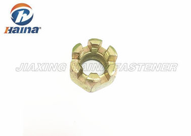 Hex Slotted / Hex Head Nuts Metric Thread Zinc Plated , Hex Castle Nut Coarse Thread DIN 935