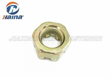 Hex Slotted / Hex Head Nuts Metric Thread Zinc Plated , Hex Castle Nut Coarse Thread DIN 935