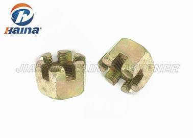 Hex Slotted / Hex Head Nuts Metric Thread Zinc Plated , Hex Castle Nut Coarse Thread DIN 935