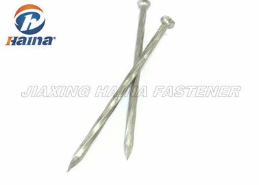 Hardened #45 Steel Concrete Nails Checkered Head Spiral Shank For Cement Walls