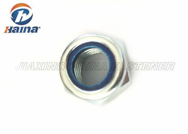 DIN985 White Zinc Plated carbon steel nuts , Nylon Insert Lock Nut M16