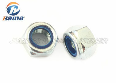 DIN985 White Zinc Plated carbon steel nuts , Nylon Insert Lock Nut M16