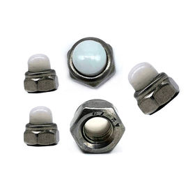 آجیل از جنس استنلس استیل OEM SS304 / 316 آجیل درپوش نایلونی سفید شش ضلعی