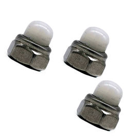 آجیل از جنس استنلس استیل OEM SS304 / 316 آجیل درپوش نایلونی سفید شش ضلعی