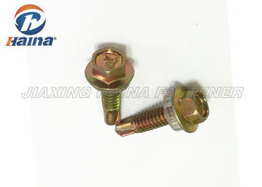 DIN 7504 Hex Head  Yellow Zinc Plated Self Drilling Screws and EPDM Washer